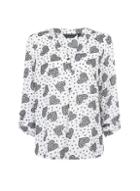 Dorothy Perkins White Heart Print Roll Sleeve Blouse