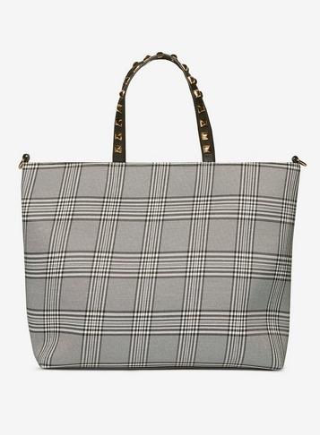 Dorothy Perkins Monochrome Check Studded Handle Shopper Bag