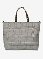 Dorothy Perkins Monochrome Check Studded Handle Shopper Bag