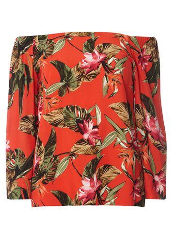 Dorothy Perkins Orange Tropical Bardot Top