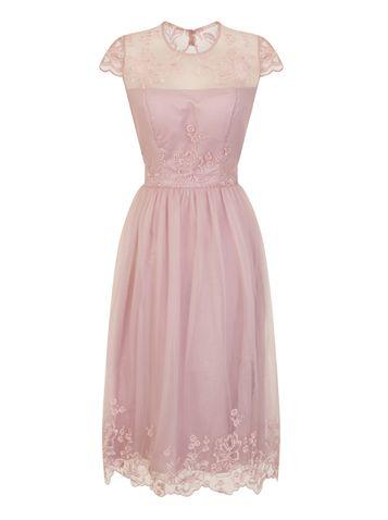 Dorothy Perkins *chi Chi London Mink Embroidered Skater Dress