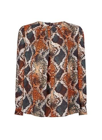 Dorothy Perkins Orange Snake Print Pleat Neck Detail Top