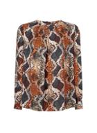 Dorothy Perkins Orange Snake Print Pleat Neck Detail Top