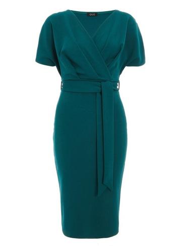 *quiz Green Batwing Sleeve Wrap Midi Dress