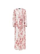 Dorothy Perkins Pink And Red Long Sleeve Maxi Dress