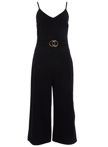 Dorothy Perkins *quiz Black Buckle Culotte Jumpsuit