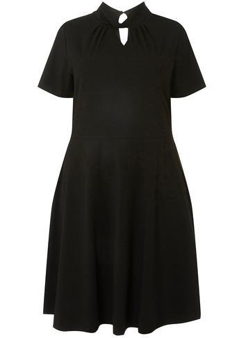 Dorothy Perkins Dp Curve Black Hannah Twist Detail Fit And Flare Dress