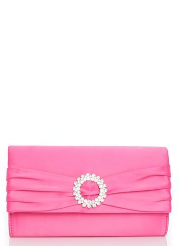 Dorothy Perkins *quiz Pink Satin Diamante Ring Clutch Bag