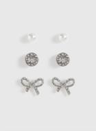Dorothy Perkins 3 Pack Crystal Bow And Pearl Earrings