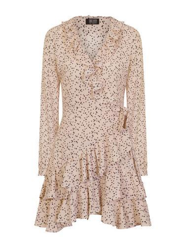 Dorothy Perkins *cream Spot Frill Wrap Dress