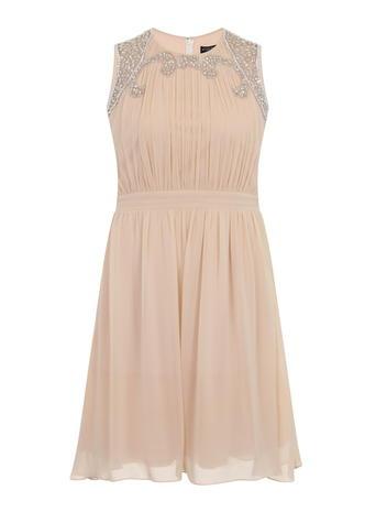 Dorothy Perkins *little Mistress Curve Beige Embellished Dresss