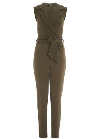 Dorothy Perkins *quiz Khaki Lapel Jumpsuit