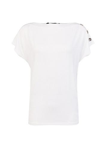Dorothy Perkins White Button Shoulder T-shirt