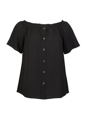Dorothy Perkins Black Button Through Bardot Top