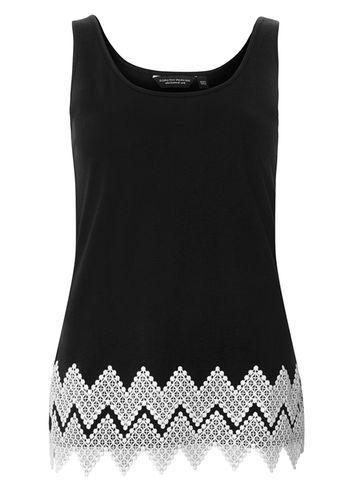 Dorothy Perkins Black Zig Zag Trim Broidery Vest Top