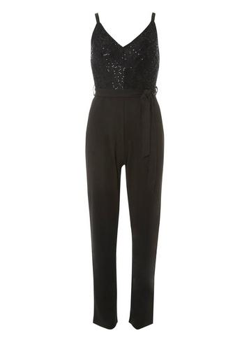Dorothy Perkins *black Glitter Strap Jumpsuit