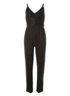 Dorothy Perkins *black Glitter Strap Jumpsuit