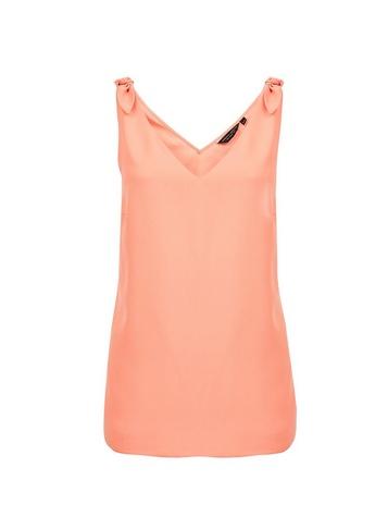 Dorothy Perkins Coral Tie Shoulder Top