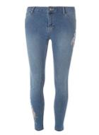 Dorothy Perkins Midwash Floral Embroidered 'darcy' Ankle Grazer Jeans