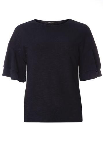 Dorothy Perkins Navy Crepe Double Ruffle Top