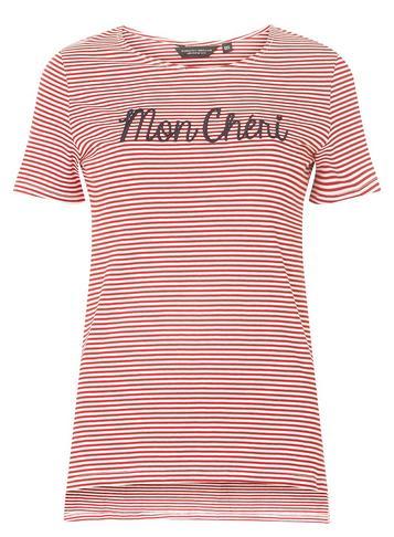 Dorothy Perkins Red Striped Mon Cheri Slogan T-shirt
