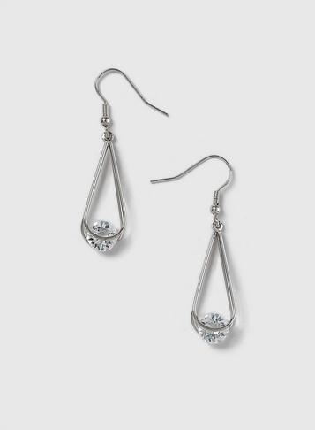 Dorothy Perkins Silver Look Swarovski Elements Drop Earrings