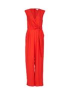 Dorothy Perkins *blue Vanilla Red D-ring Wrap Jumpsuit