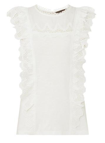 Dorothy Perkins Ivory Ruffle Trim Shell Top