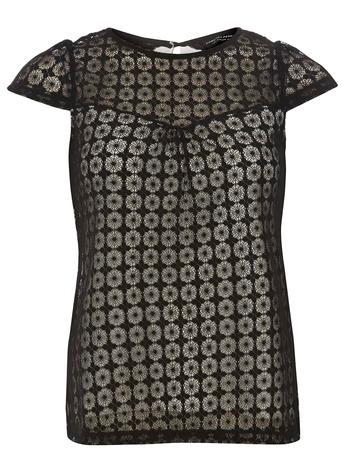 Dorothy Perkins Black Lace Cap Sleeve Tee