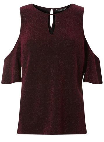 Dorothy Perkins Burgundy Cold Shoulder Top