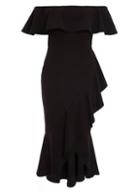 *quiz Black Frill Midi Bardot Dress