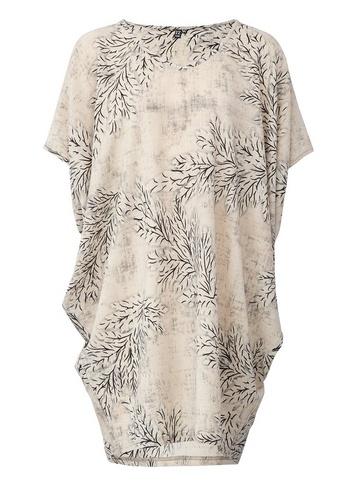 *izabel London Beige Leaf Print Tunic Top