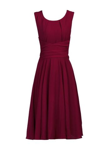 Dorothy Perkins *jolie Moi Burgundy Belted Fit And Flare Dress