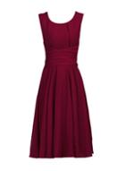 Dorothy Perkins *jolie Moi Burgundy Belted Fit And Flare Dress