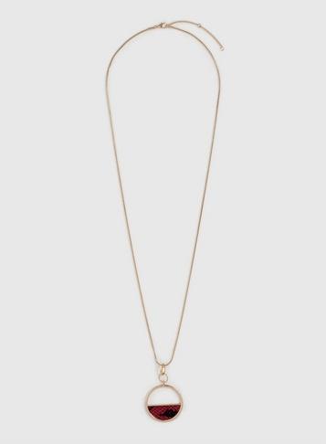 Dorothy Perkins Pink Snake Print Long Pendant Necklace