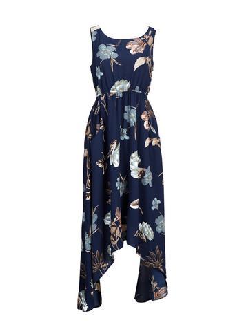 Dorothy Perkins *blue Vanilla Blue Hi-low Printed Maxi Dress