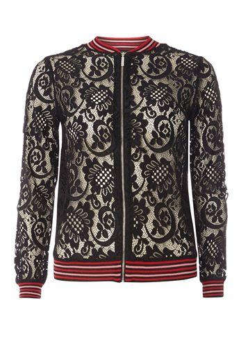 Dorothy Perkins Black Tipped Lace Knitted Bomber Jacket