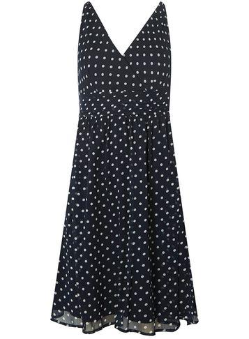 Dorothy Perkins *vero Moda Navy V-neck Spot Print Skater Dress