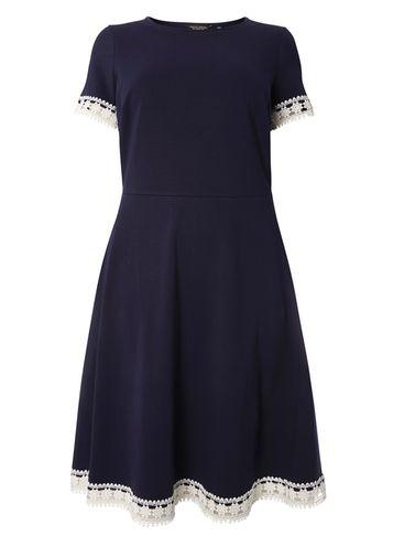 Dorothy Perkins Dp Curve Daisy Trim Dress Navy