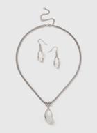Dorothy Perkins White And Silver Matching Earrings And Necklace Set