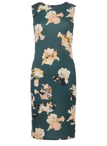 Dorothy Perkins Green Floral Print Scuba Pencil Dress