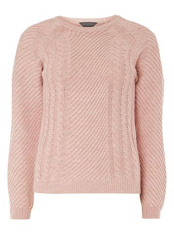 Dorothy Perkins Pink Marl Cable Knit Jumper