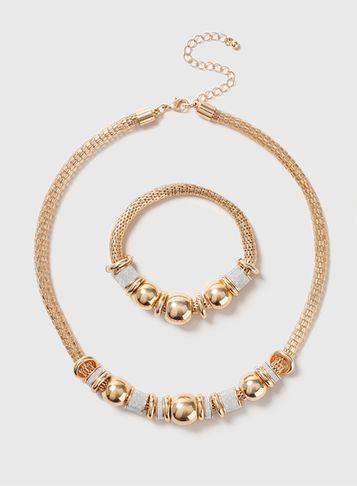 Dorothy Perkins Glitter Necklace And Bracelet