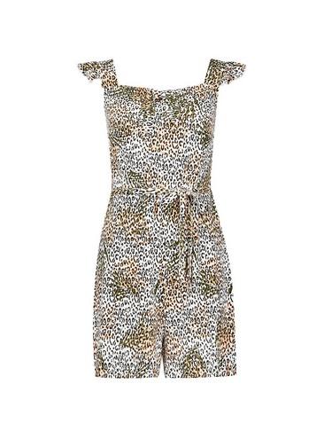 Dorothy Perkins Cream Tropical Frill Strap Playsuit