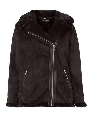 Dorothy Perkins Dp Curve Black Shearling Biker Jacket