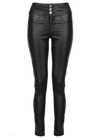 Dorothy Perkins *quiz Black Crochet Side Skinny Trousers