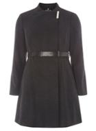 Dorothy Perkins Petite Charcoal Belted Wrap Coat