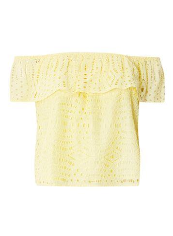 Dorothy Perkins Yellow Lace Frill Bardot Top