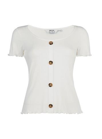 Dorothy Perkins Petite Ivory Lettuce Edge T-shirt