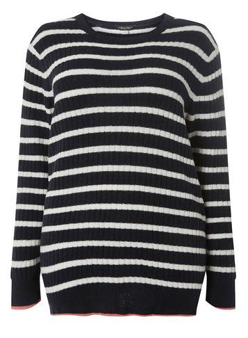Dorothy Perkins *dp Curve Navy And Ivory Striped Slouchy Jumper